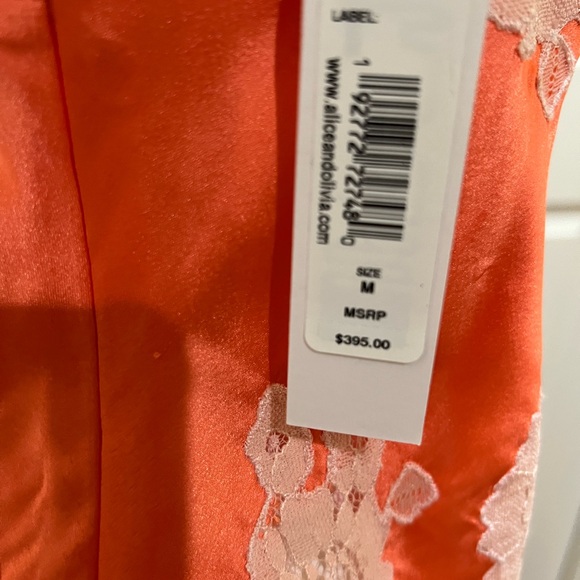 Alice + Olivia Coral Camisole Dress with Lace Trim. - Picture 4 of 6